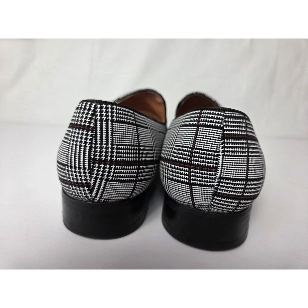 Men's Houndstooth Plaid Loafers Slip On Prom Wedding Dress Shoes Size 12
